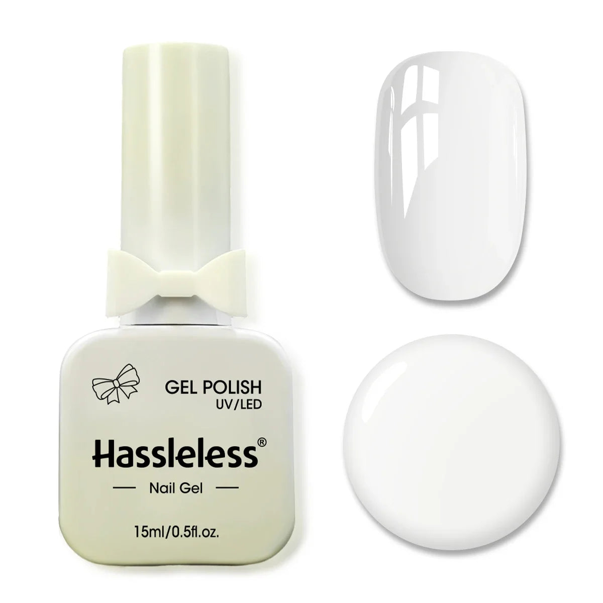 Hassleless Pudding Milky White Gel Nail Polish, Pure Color UV Gel Polish, For Professionals Starter Nail Art DIY 15ml 2
