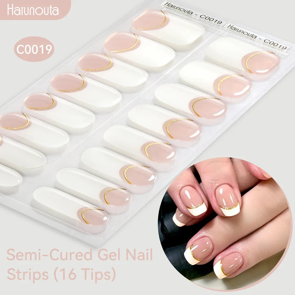 Gradient Auroras Semi Cured Gel Nail Strips Sparkly Shinning DIY Gel Polish Stickers for Nails Works with UV/LED Nail Lamps 96