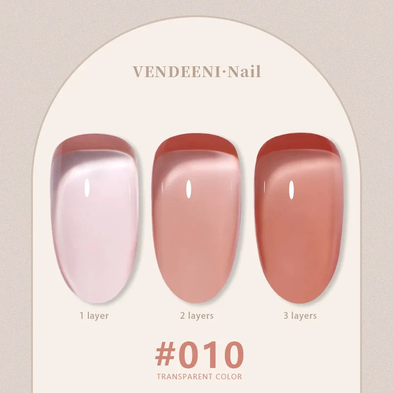Vendeeni 24 Colors Jelly Transparent Gel Nail Polish Nude Pink Skin Color UV Soak Off Gel Varnish Jade Nail Art Gel Lacquer 15ml 23