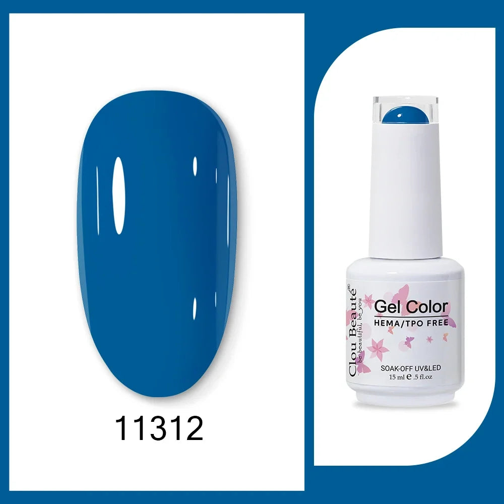 Clou Beaute 15ml Red Black White Green Neon Gel Nail Polish Base Top Coat Velvet Top 400 Colors Semi Permanent Gel Nail Varnish 27