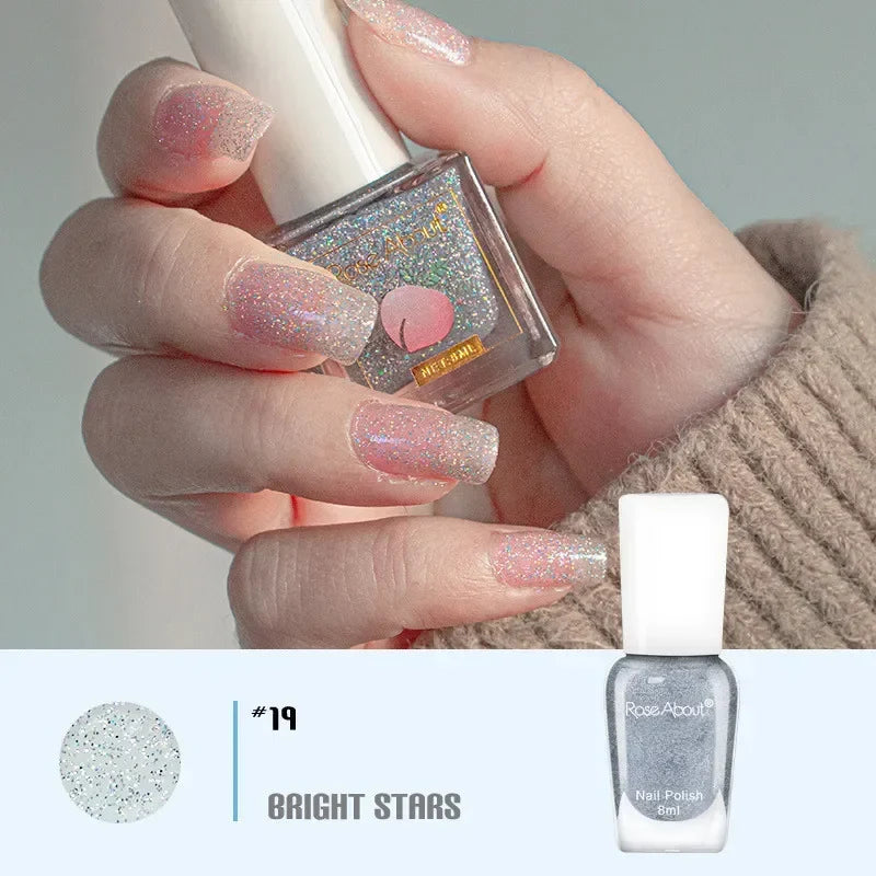 40 Colors No Bake Water-based Nail Polish Glitter Sequins Long-lasting Tearable Healthy Tearable Quick-drying Nude Nail Polish 29
