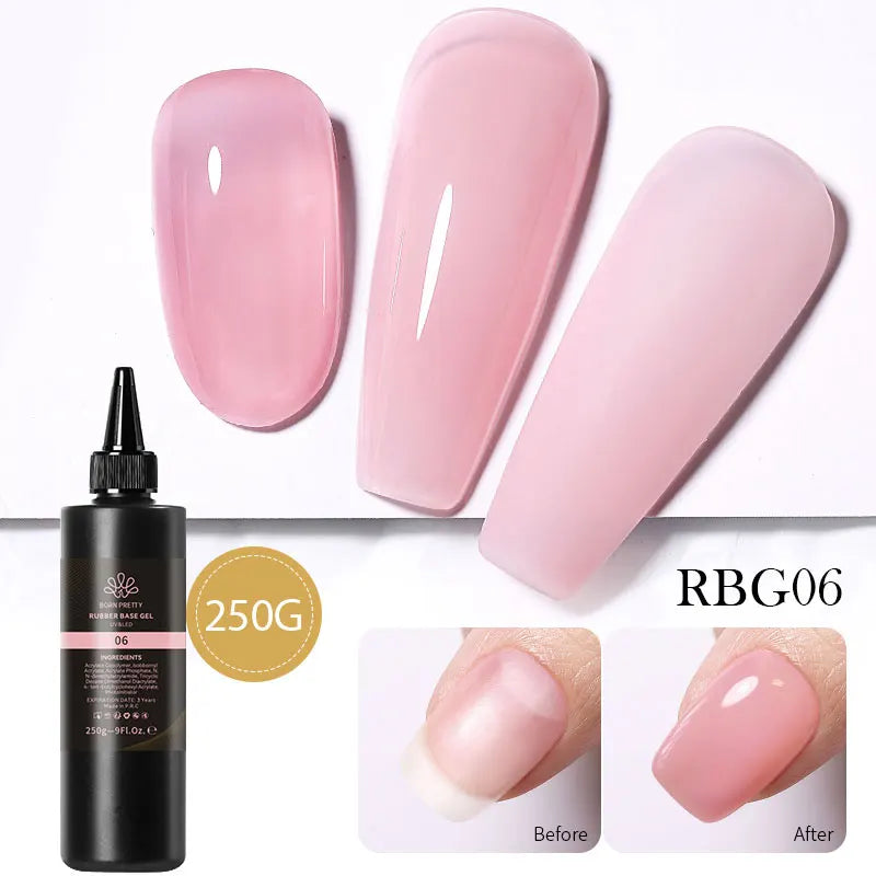 BORN PRETTY 250g Milky White Jelly Nude Gel Nail Polish Refilled Package Translucent Clear Semi Permanent Soak Off UV Gel 12
