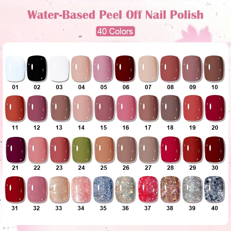 10ml Water-Based Peel Off Nail Polish 40 Colors Long Lasting Quick Drying No Need of Lamp to Cure Nail Supplies Manicure Nails 2