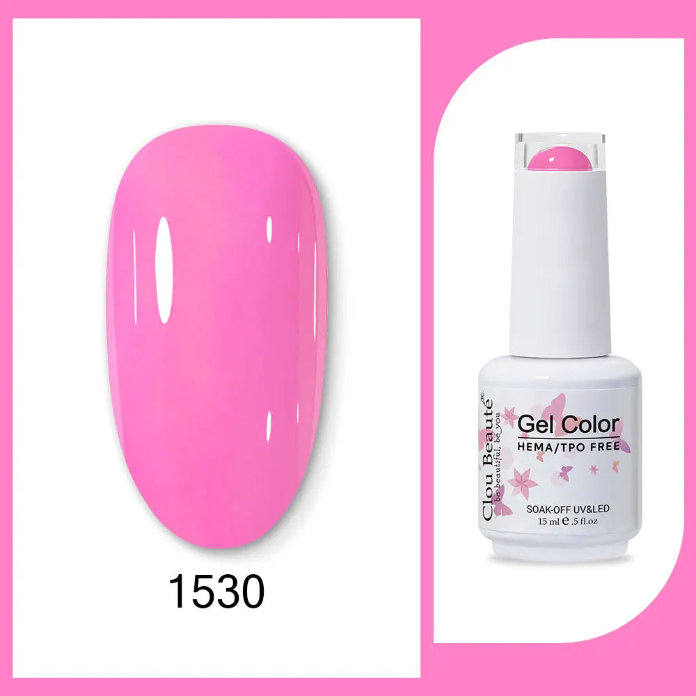 Clou Beaute 15ml Red Black White Green Neon Gel Nail Polish Base Top Coat Velvet Top 400 Colors Semi Permanent Gel Nail Varnish 90
