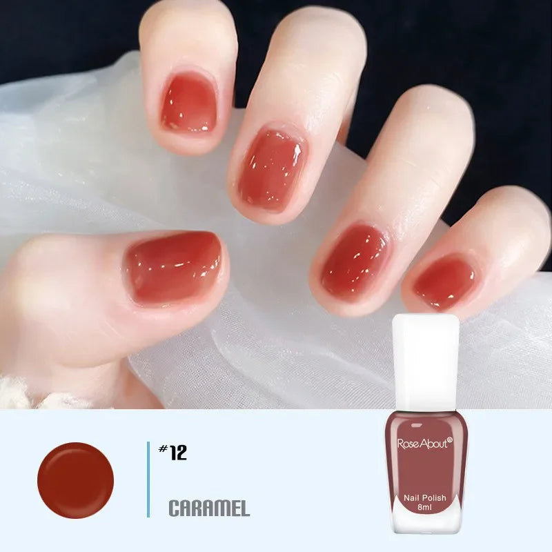 40 Colors No Bake Water-based Nail Polish Glitter Sequins Long-lasting Tearable Healthy Tearable Quick-drying Nude Nail Polish 19