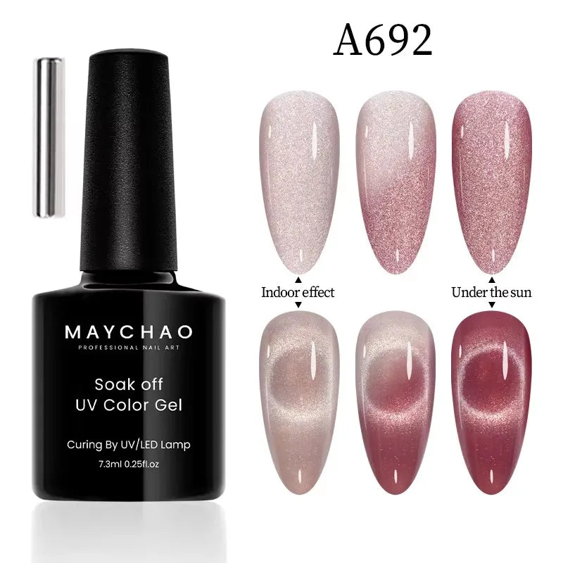 MAYCHAORomantic Galaxy Cat Eye Gel Nail Polish With Magnet Soak off UV Holographic Magnetic Rainbow Gel Polish for Nail Manicure 62