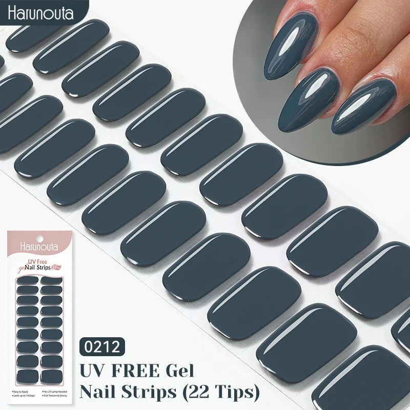 22strips UV Free Nail Gel Strips Loving Heart Gel Polish Nail Sticker Curing-free Adhesive Stickers for Nails Long Lasting Wrap 17