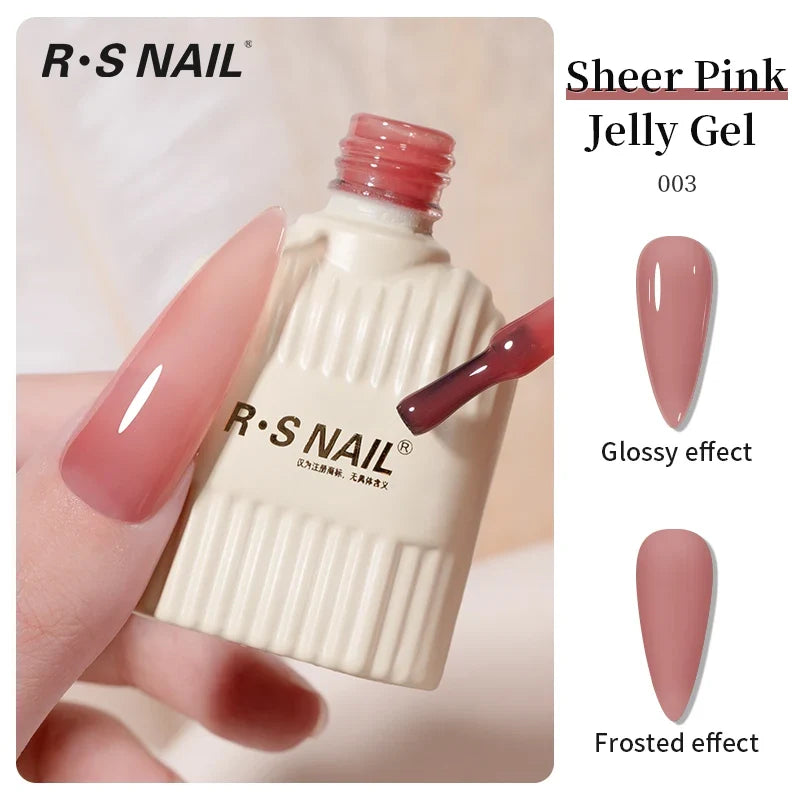 RS NAIL Jelly Transparent Gel Nail Polish 10g Summer Nude Pink Gel Polish Semi Permanent Soak Off UV LED Varnish Jade Nail Gel 13