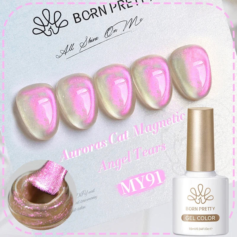 BORN PRETTY 10ml Silver Water Light Cat Magnetic Gel Nail Polish Nail Supplies Vernis Semi Permanent Gel for Fall Winter Nails 34