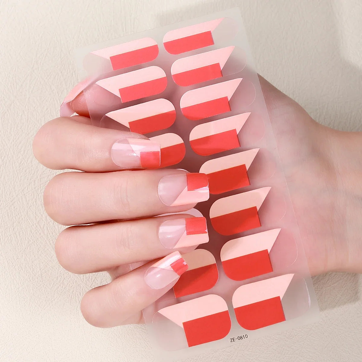 16Tips Full Cover French Nail Polish Strips Gradient Glitter Nail Stickers Self Adhesive Manicure Decoration Nail Art Decals 6