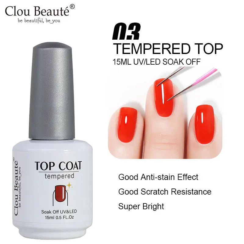 Clou Beaute 15ml Red Black White Green Neon Gel Nail Polish Base Top Coat Velvet Top 400 Colors Semi Permanent Gel Nail Varnish 120