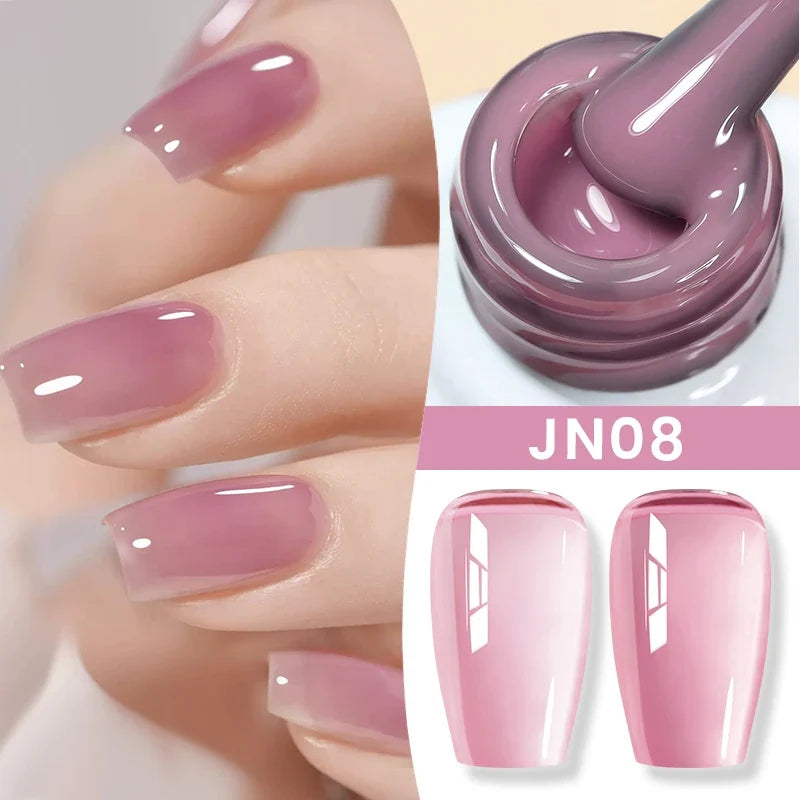 BORN PRETTY Jelly Nude Gel Nail Polish 10ml Light Pink Peach Translucent Color UV Light Cure Gel Varnish Nail Art DIY at Home 123