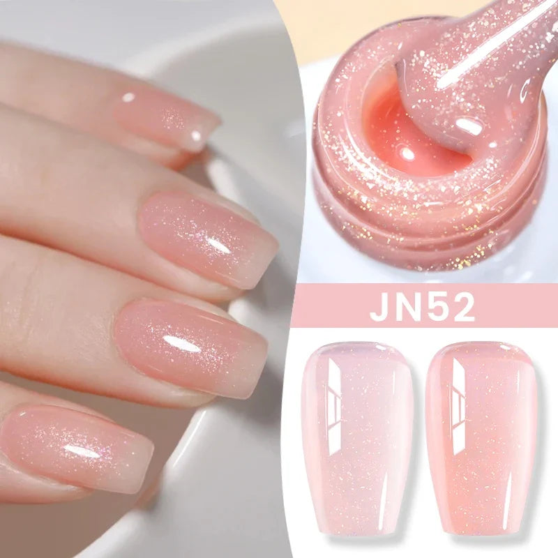 BORN PRETTY Jelly Nude Gel Nail Polish 10ml Light Pink Peach Translucent Color UV Light Cure Gel Varnish Nail Art DIY at Home 23