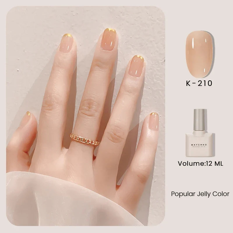 MAYCHAO 12ml Jelly Gel Nail Polish Semi Permanent Top Coat Soak Off UV LED Gel Art Nail Varnish Manicure Long Lasting Nail Gel 37