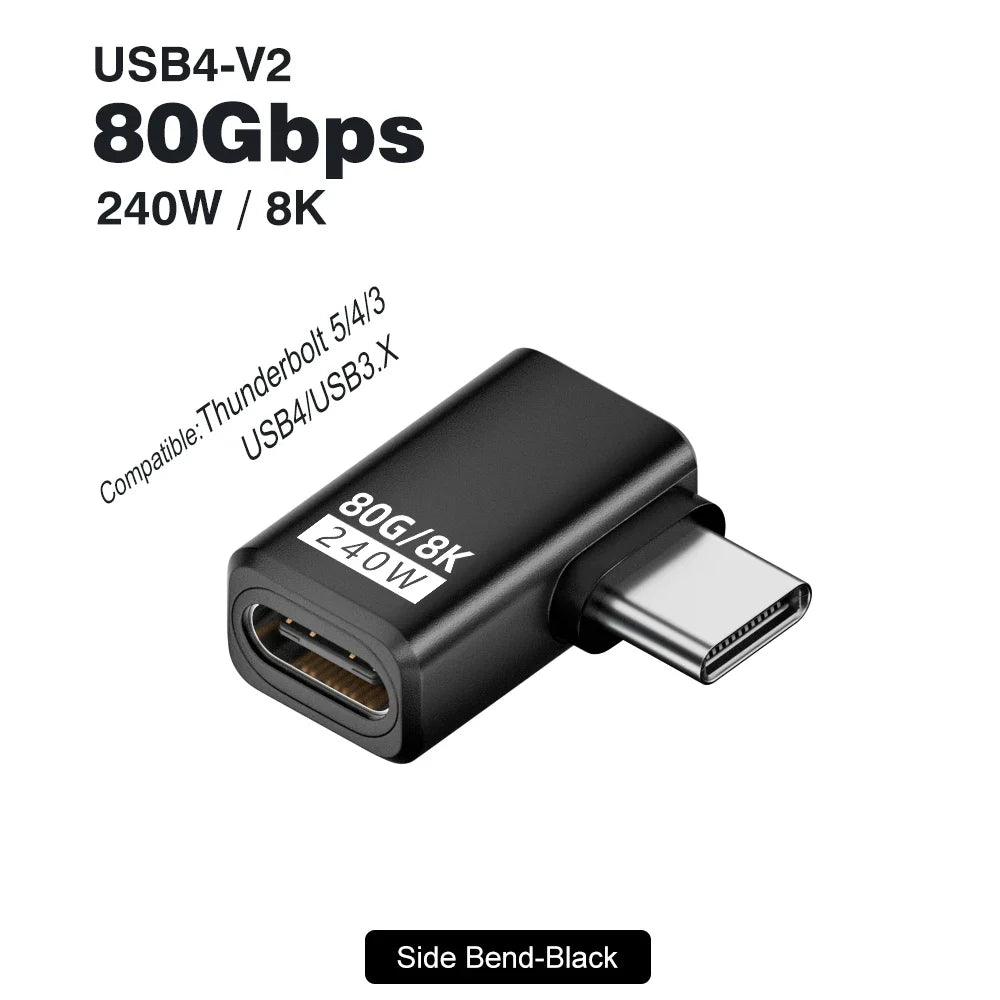USB4 V2 90 Degree USB-C Angle Adapter | 80Gbps Thunderbolt 5/4/3 Elbow Connector 15