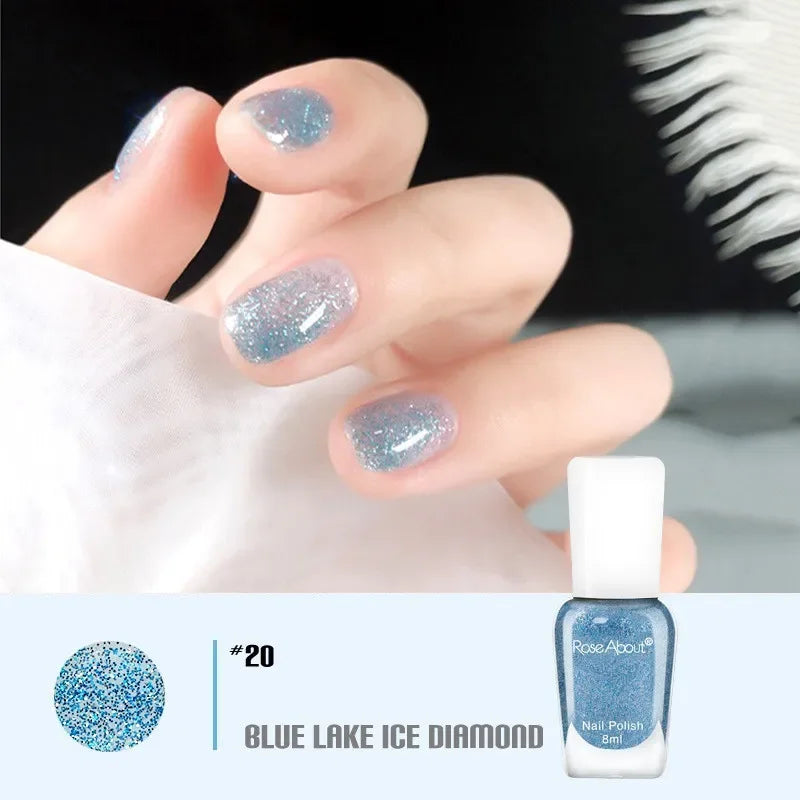 40 Colors No Bake Water-based Nail Polish Glitter Sequins Long-lasting Tearable Healthy Tearable Quick-drying Nude Nail Polish 43