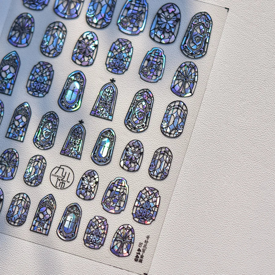 1pcs Dream Flower Window Shell Light Nail Art Stickers Japanese Flower Self Adhesive Stickers Press On Nails Decoration Decals 10
