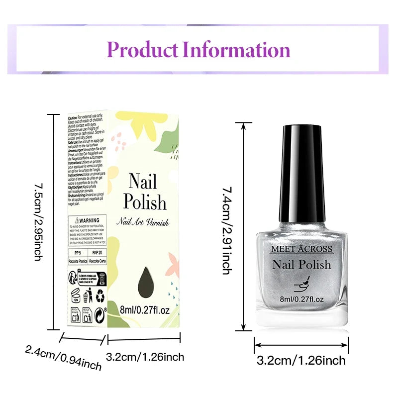 8ml Metallic Nail Polish Mirror Effect Fast Drying Long-Lasting Nails Art Polish DIY No Need Lamp Cure Manicure Nail Supplies 6
