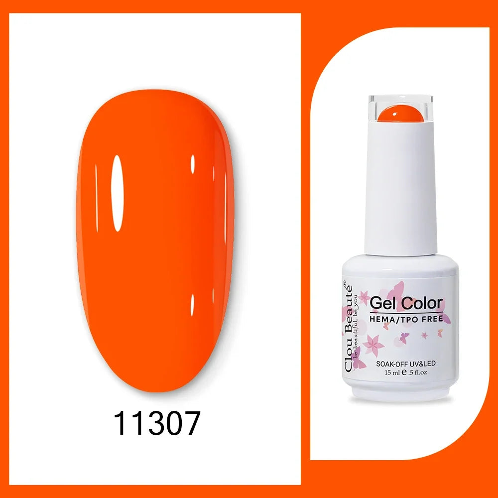 Clou Beaute 15ml Red Black White Green Neon Gel Nail Polish Base Top Coat Velvet Top 400 Colors Semi Permanent Gel Nail Varnish 115