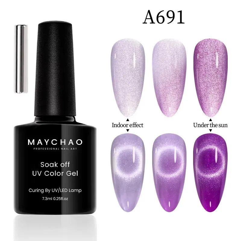 MAYCHAORomantic Galaxy Cat Eye Gel Nail Polish With Magnet Soak off UV Holographic Magnetic Rainbow Gel Polish for Nail Manicure 31