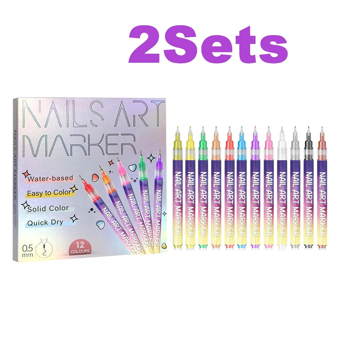 12pcs/Set Nail Art Graffiti Pen DIY Nail Art Painting Pens Abstract Lines Fine Design Multi-Color Drawing Nail Painting Tools 7
