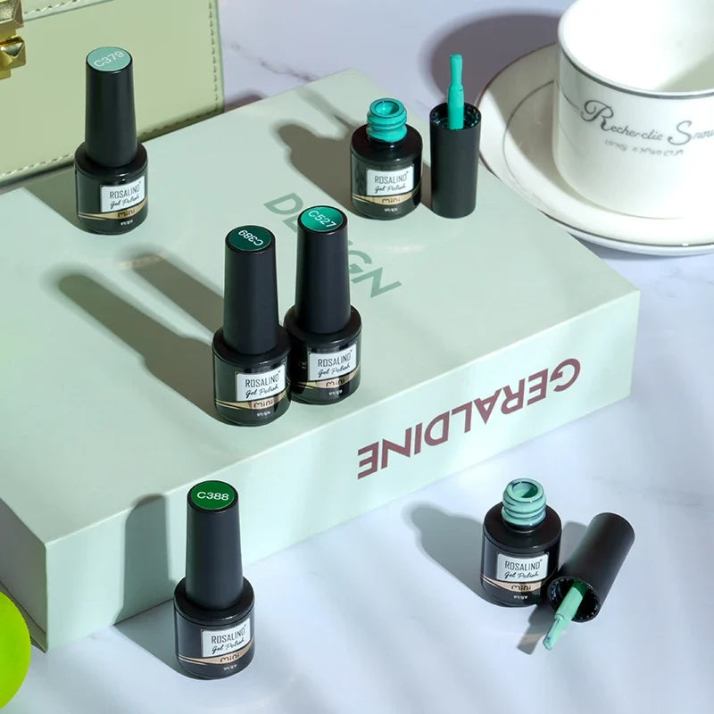 ROSALIND 7ml/15ml Summer Green Gel Nail Polish Semi Permanent Nail Art Manicure Soak Off Top Base Matt Hybrid Varnishes UV Gel 4