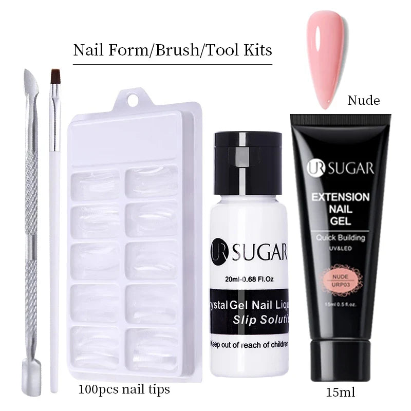 UR SUGAR 15ml Extension Gel Nail Polish Bright Nude White Clear Semi Permanent UV Hard Gel Nails Finger Prolong Gel Varnish Set 19