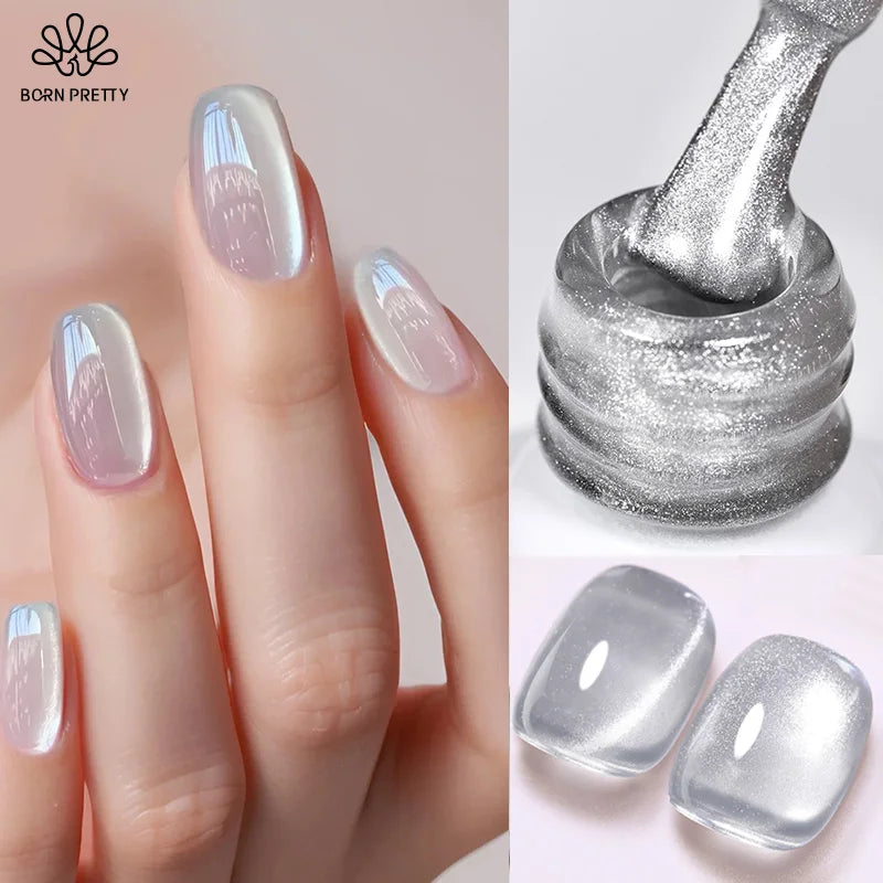 BORN PRETTY 10ml Silver Water Light Cat Magnetic Gel Nail Polish Nail Supplies Vernis Semi Permanent Gel for Fall Winter Nails 1