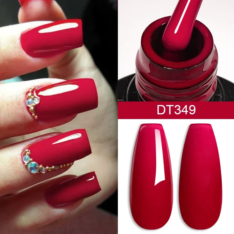 MEET ACROSS 7ml Wine Red Gel Nail Polish Long-Lasting French Style Gel Nail Supplies For Manicure DIY Design Nail Art Varnish 9