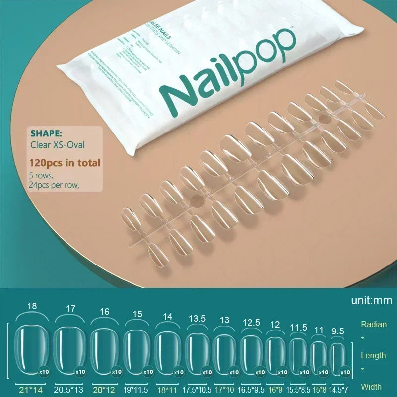 NAILPOP 120pcs Fake Nails Full Cover Press on Nails Coffin Soft Gel American Pose Capsule False Nail Tips for Extension System 8