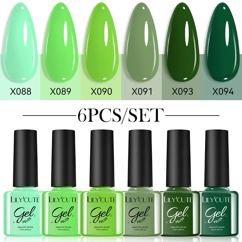 LILYCUTE 6Pcs/set 7ml Coffee Series Gel Nail Polish Kit 125 Colors Manicure Semi Permanent Soak Off UV Nail Art Gel Varnish 25
