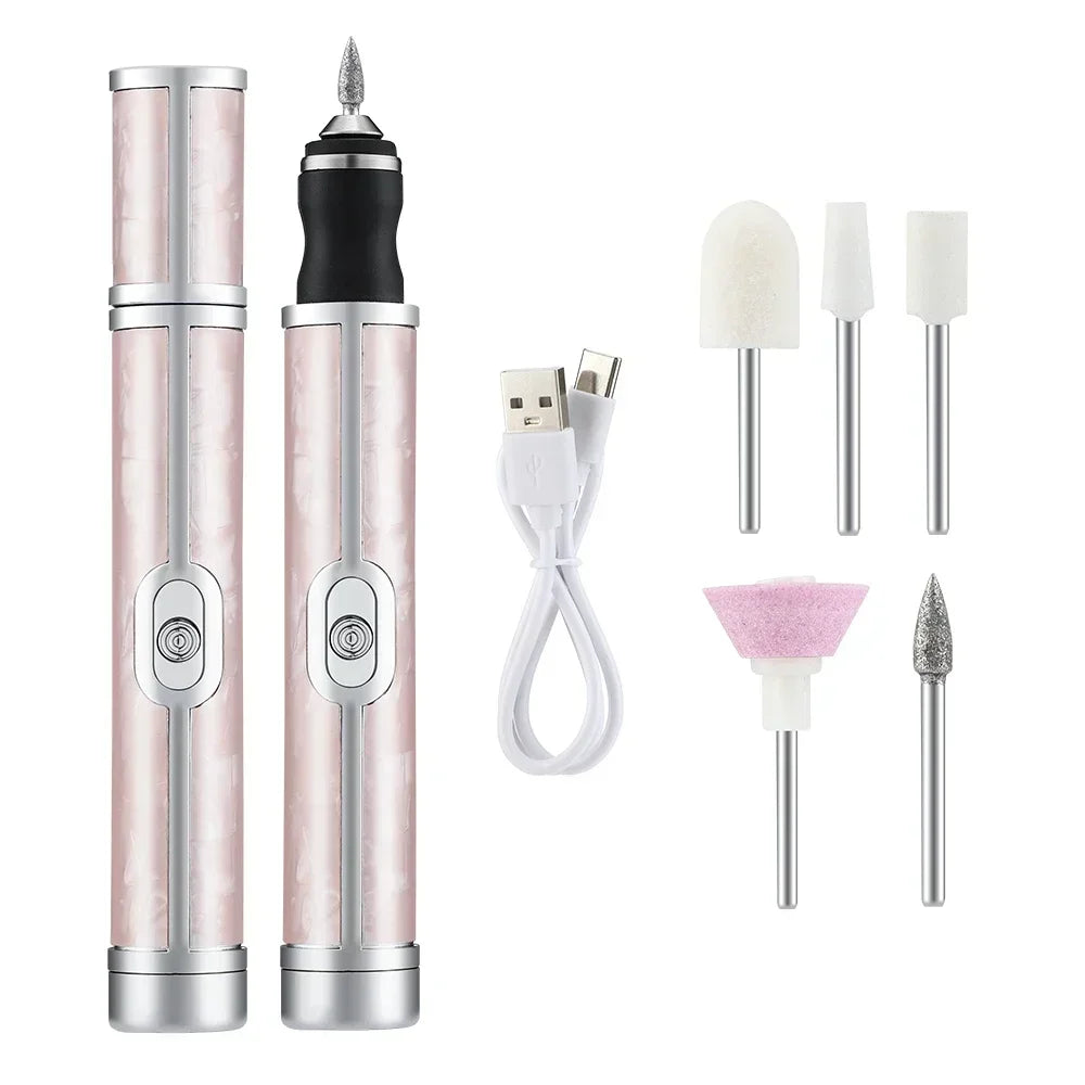 Electric Nail Grinder Nail Polishing Machine with Light Portable Mini Electric Manicure Pen for Gel Removing Polishing Dead Care 9