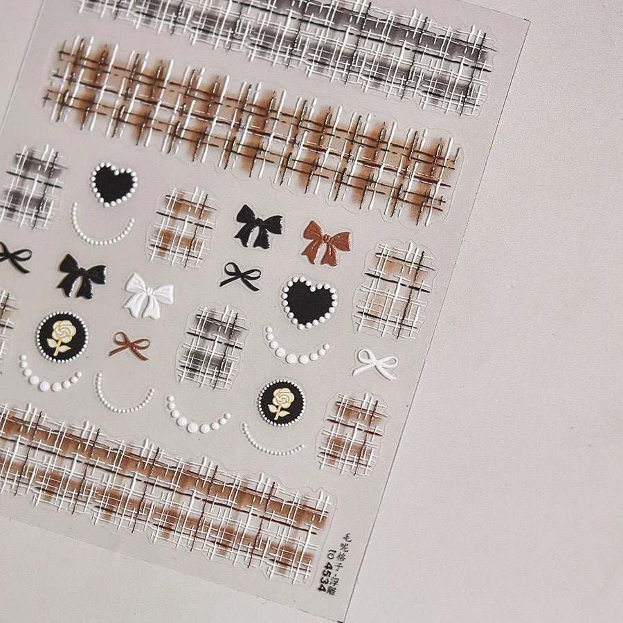 Autumn Winter Leopard Print Bow Nail Art Stickers 3D Thin Tough Nail Sticker Cute Bow Self Adhesive Nails Decorations Decals DIY 5