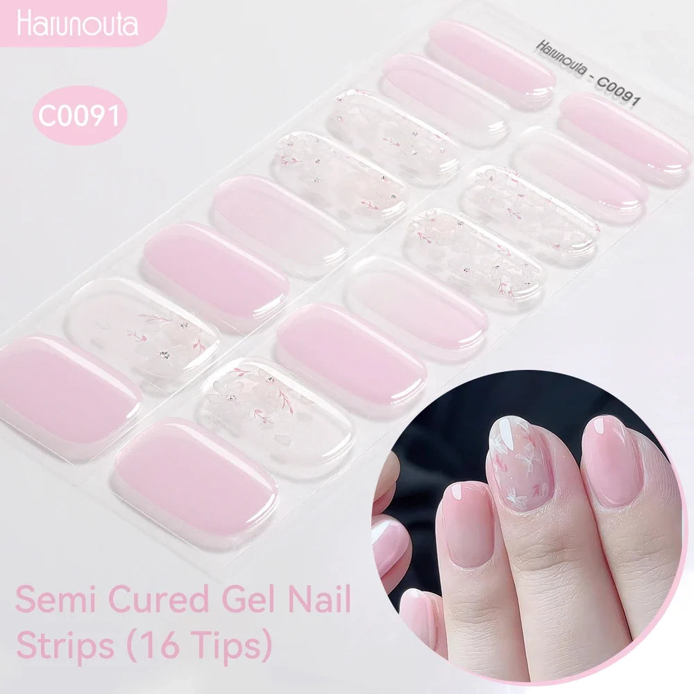 Gradient Auroras Semi Cured Gel Nail Strips Sparkly Shinning DIY Gel Polish Stickers for Nails Works with UV/LED Nail Lamps 51