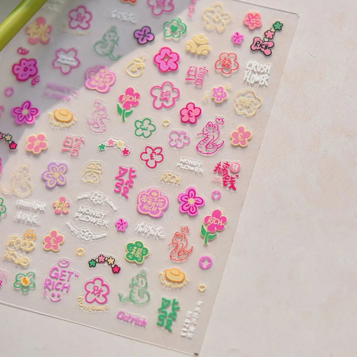 1pcs Dream Flower Window Shell Light Nail Art Stickers Japanese Flower Self Adhesive Stickers Press On Nails Decoration Decals 53