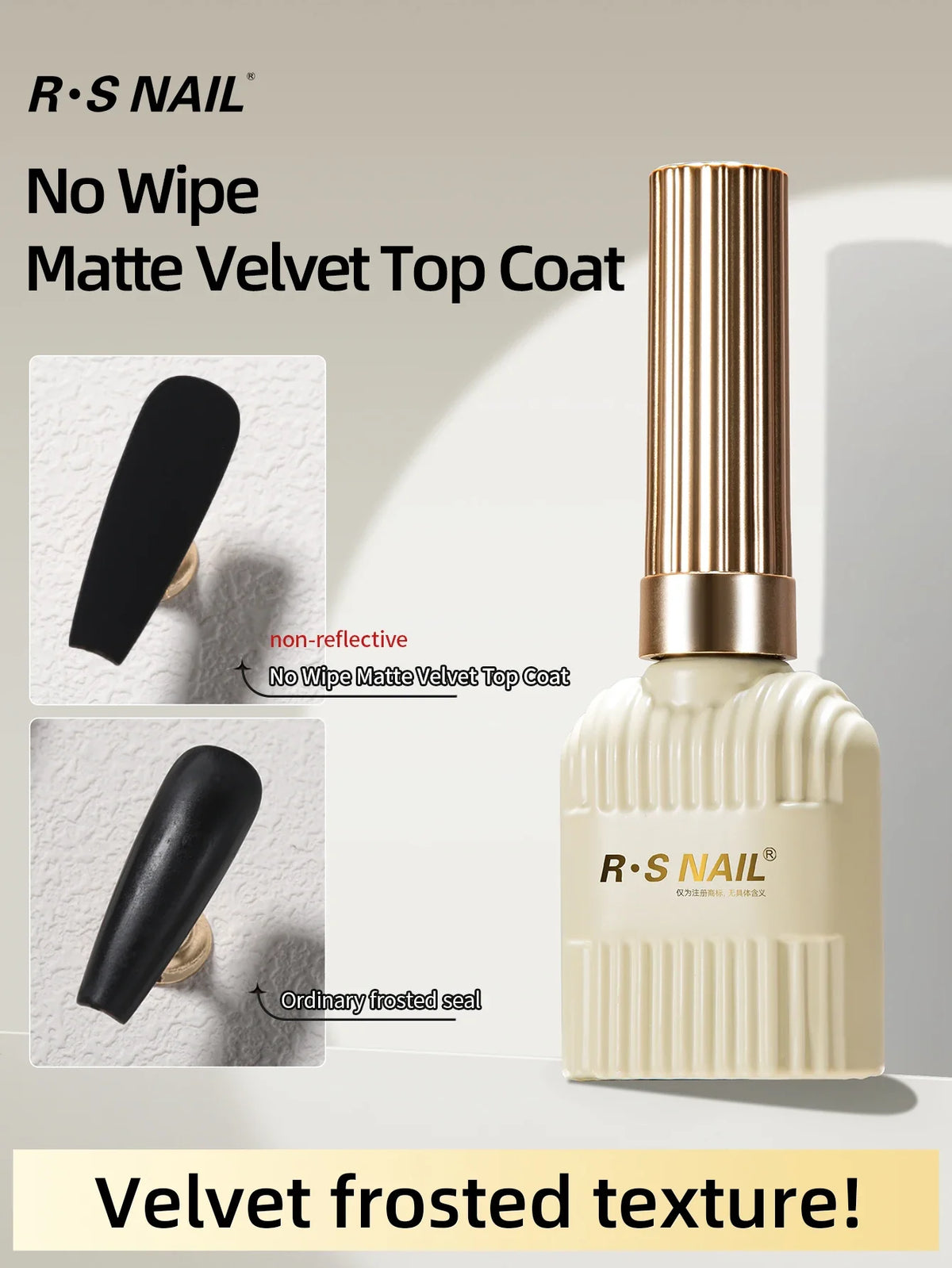 RSNAIL 10g Velvet Matte Top Coat Gel Nail Polish UV Gel Soak Off Semi-Permanent Varnish Clear Matte Top Coat Nail Art Lacquer 2