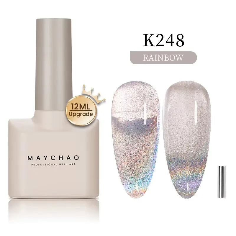 MAYCHAORomantic Galaxy Cat Eye Gel Nail Polish With Magnet Soak off UV Holographic Magnetic Rainbow Gel Polish for Nail Manicure 44