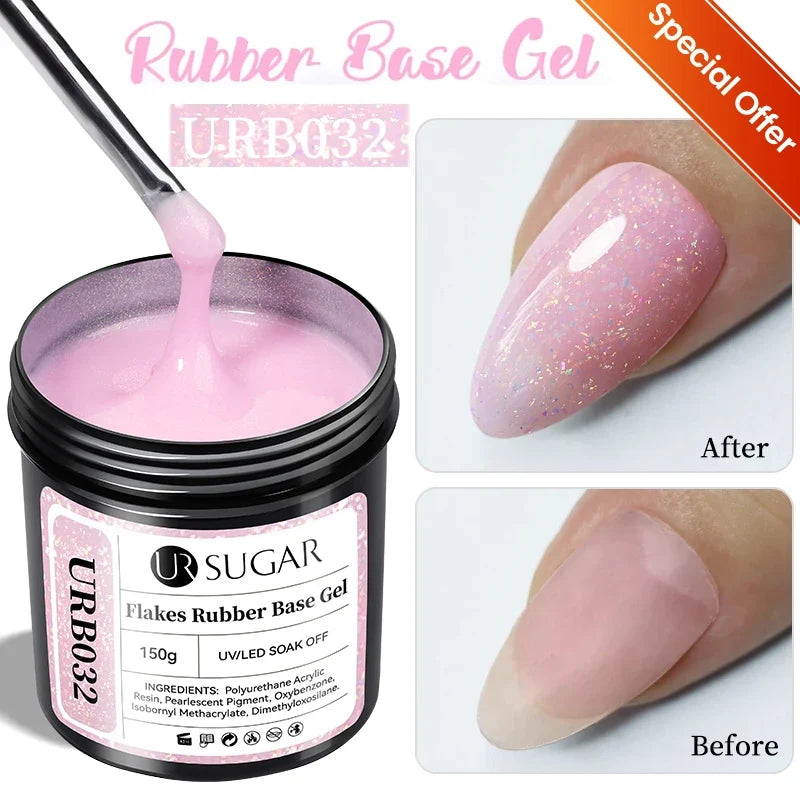 UR SUGAR 150g Rubber Base Gel Nail Polish Sparking Aurora Glitter Rubber Varnish Soak Off Semi permanent UV LED Gel Manicure 18