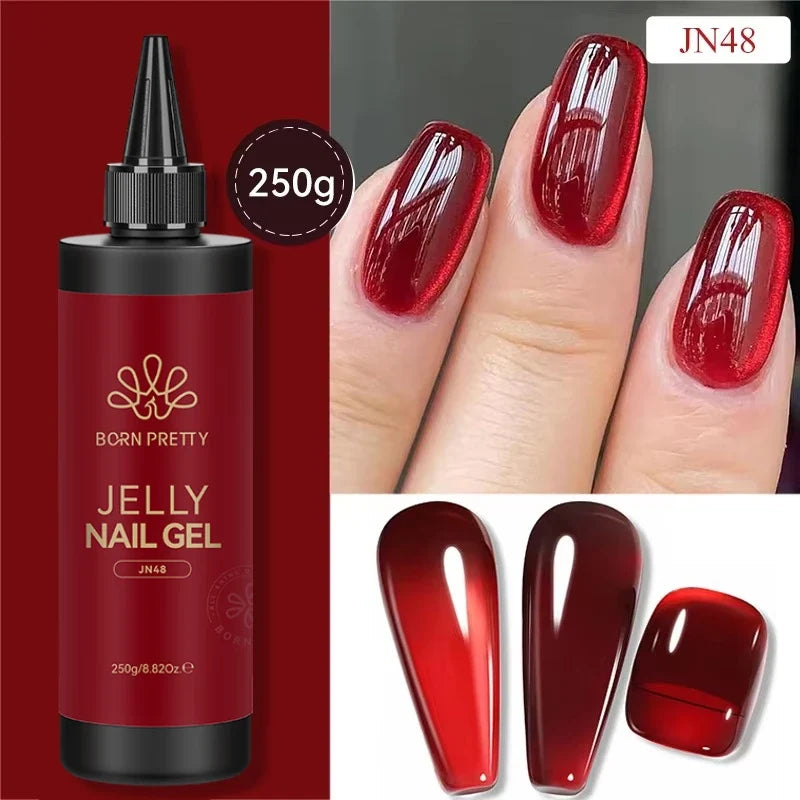 BORN PRETTY 250g Milky White Jelly Nude Gel Nail Polish Refilled Package Translucent Clear Semi Permanent Soak Off UV Gel 10