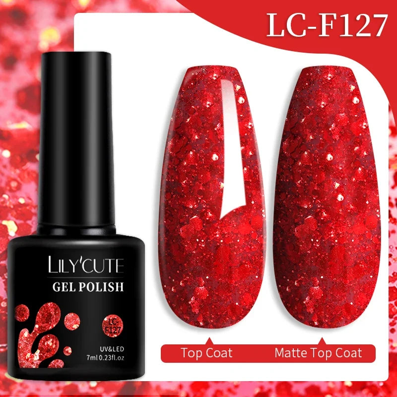 LILYCUTE 7ML Colorful Gel Nail Polish 129 Colors Long Lasting For Manicure Semi Permanent Base Top Coat Nail Art UV Gel Varnish 94