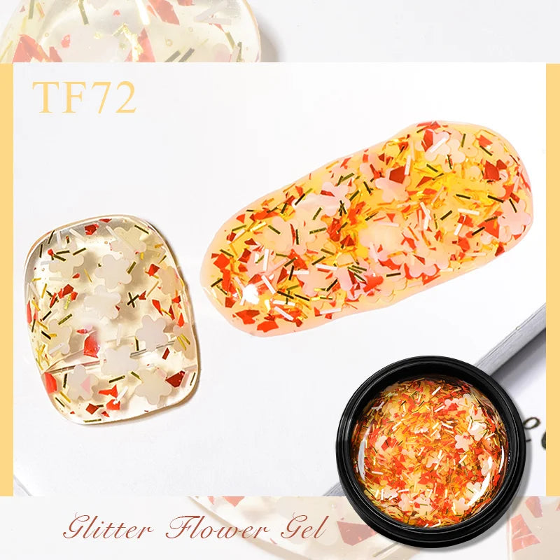 MEET ACROSS 5ml Pink Dried Flower Gel Nail Polish Natural Flower Fairy Nail Art Gel Soak Off UV LED Painting Varnishes For Nails 47