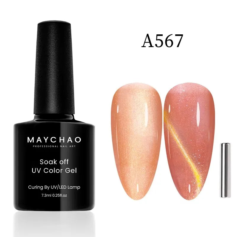 MAYCHAORomantic Galaxy Cat Eye Gel Nail Polish With Magnet Soak off UV Holographic Magnetic Rainbow Gel Polish for Nail Manicure 26