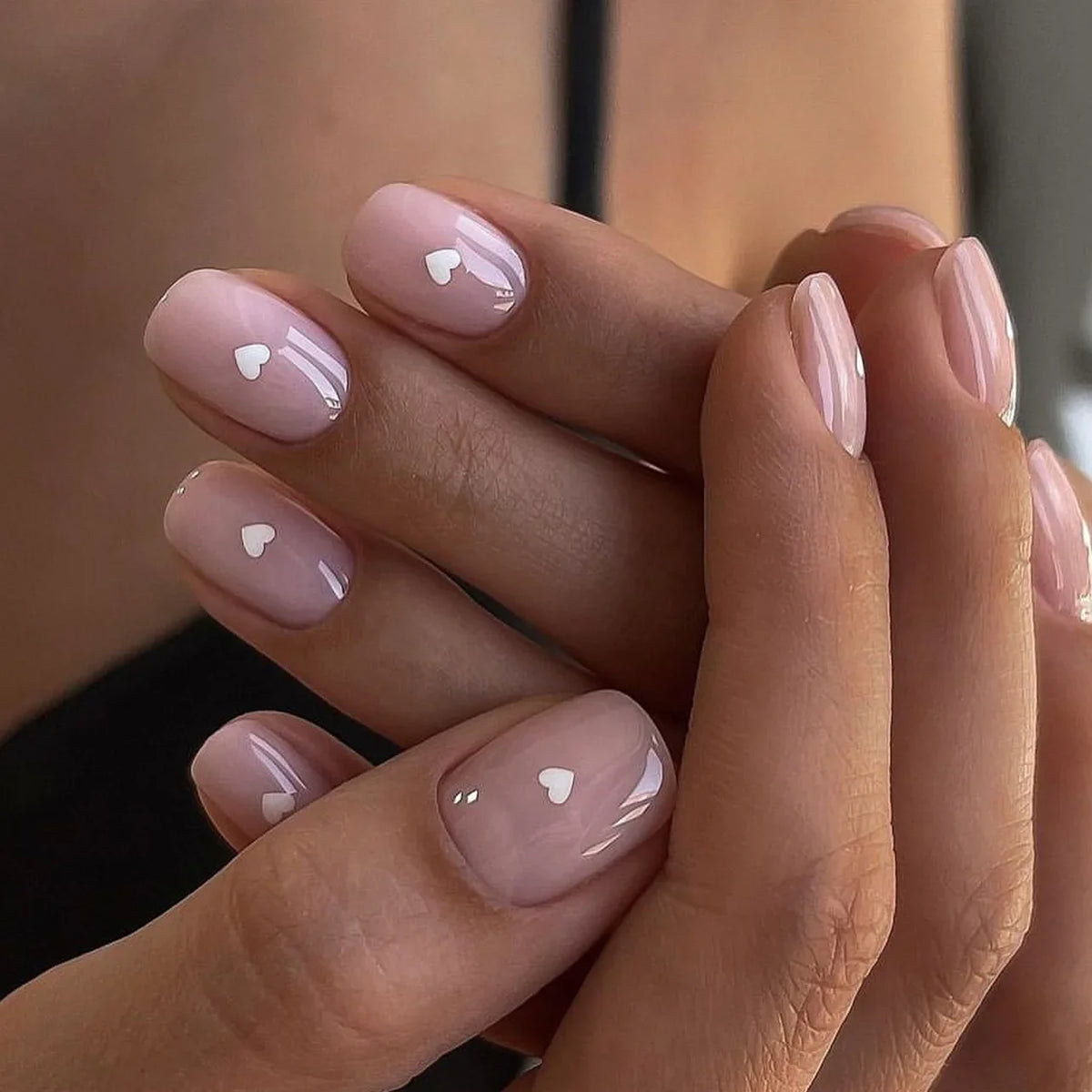 24Pcs Simple Square Head Fake Nail with Jelly Glue Pink White Gradient French Press on False Nails Short Full Cover Nail Tips 25