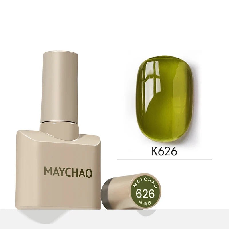 MAYCHAO 12ml Jelly Gel Nail Polish Semi Permanent Top Coat Soak Off UV LED Gel Art Nail Varnish Manicure Long Lasting Nail Gel 10