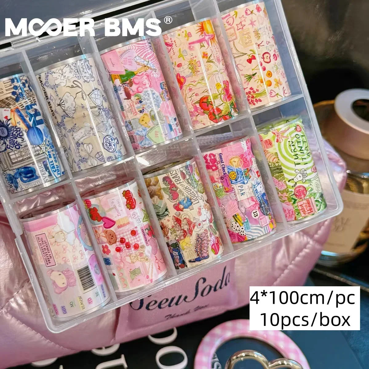 10Rolls Plaid Thousand-Bird Bow  Stars Nail Foils Transfer Paper  Nail Art Stickers  Manicure Set Decal  Nails Decoration 53