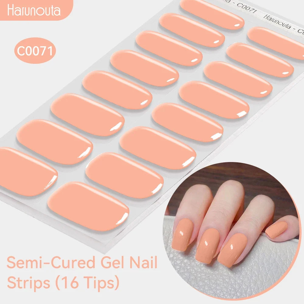 Gradient Auroras Semi Cured Gel Nail Strips Sparkly Shinning DIY Gel Polish Stickers for Nails Works with UV/LED Nail Lamps 56