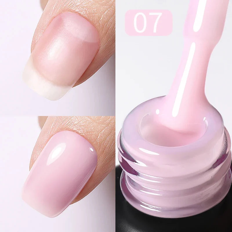 BORN PRETTY Milky Jelly Rubber Base Gel for Gel Nail Polish 15ml Russian Self-leveling Nude Color Soak Off Semi Permanent UV Gel 16