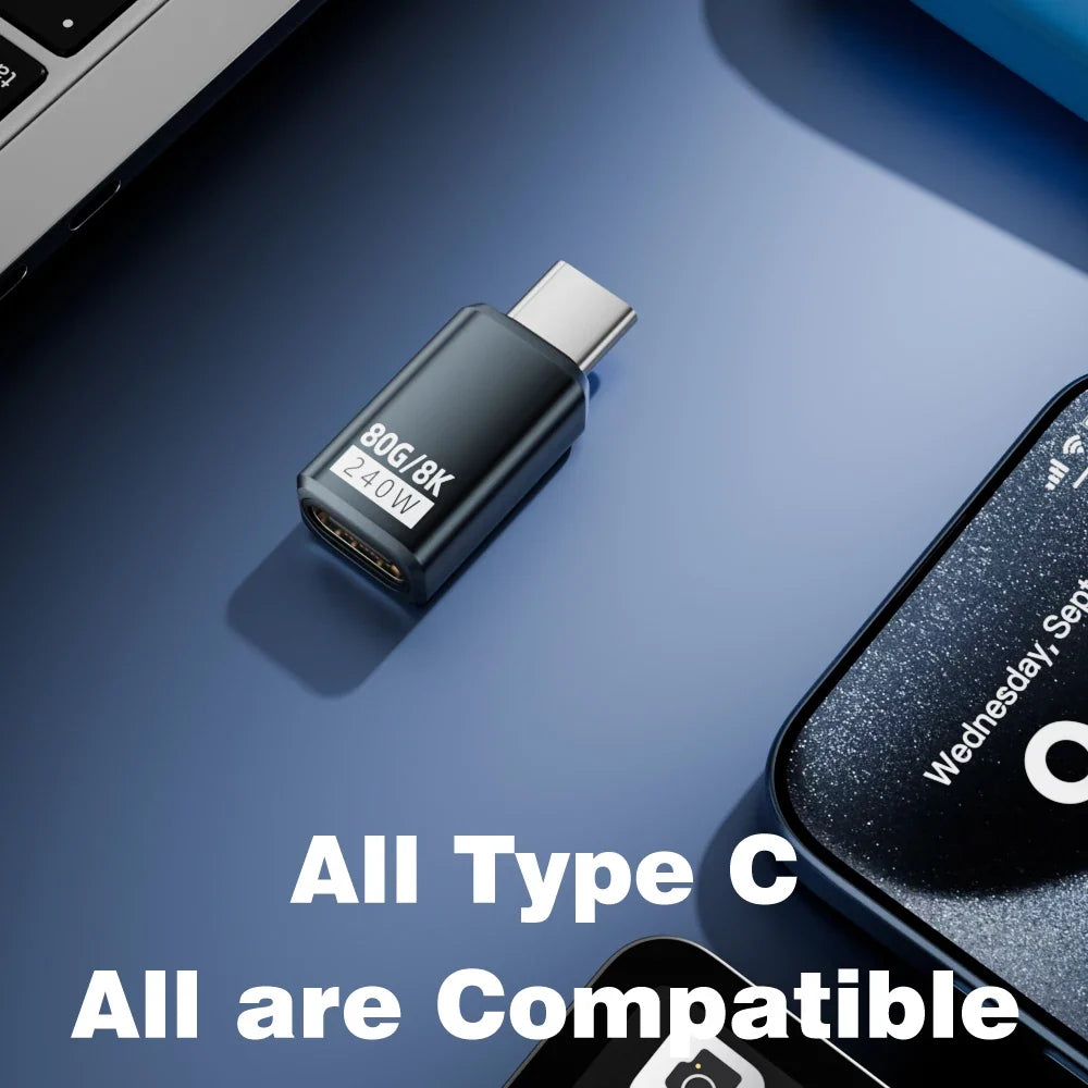 USB4 V2 90 Degree USB-C Angle Adapter | 80Gbps Thunderbolt 5/4/3 Elbow Connector 4