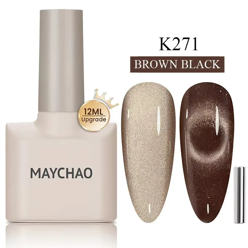 MAYCHAORomantic Galaxy Cat Eye Gel Nail Polish With Magnet Soak off UV Holographic Magnetic Rainbow Gel Polish for Nail Manicure 56