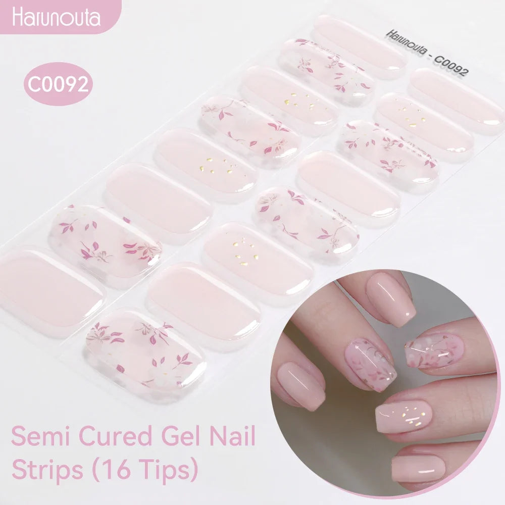 Gradient Auroras Semi Cured Gel Nail Strips Sparkly Shinning DIY Gel Polish Stickers for Nails Works with UV/LED Nail Lamps 87